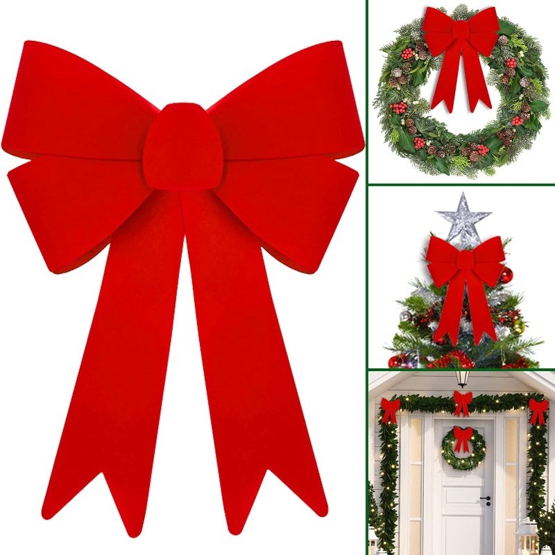 Big Bowknot Red Ribbon Christmas Tree Topper