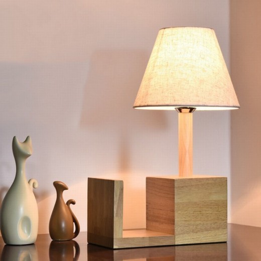 Modern Minimalist Wooden Bedroom Bedside Lamp Decoration