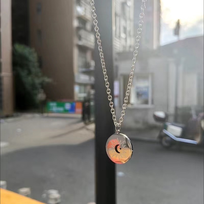 Moon Star Circular Pendant Necklace