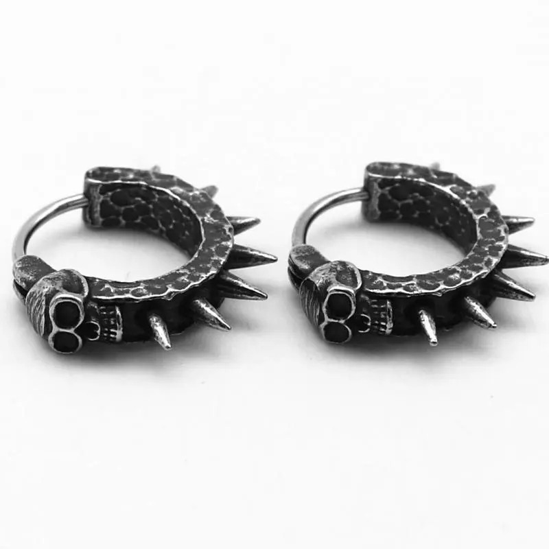 Gothic Black Skull Awl Earrings