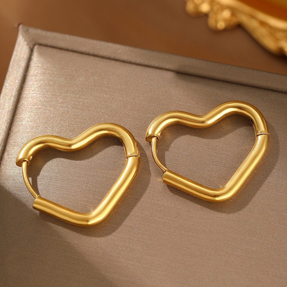 Stainless Steel Heart Hollow Stud Earrings