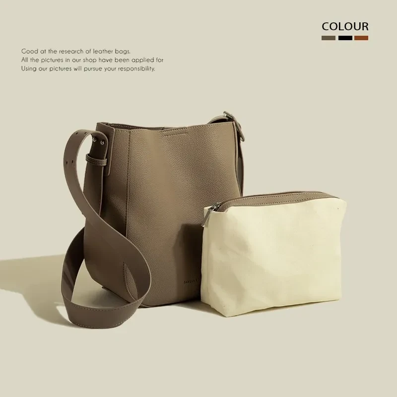 One Shoulder Cross Body Bucket Bag Women