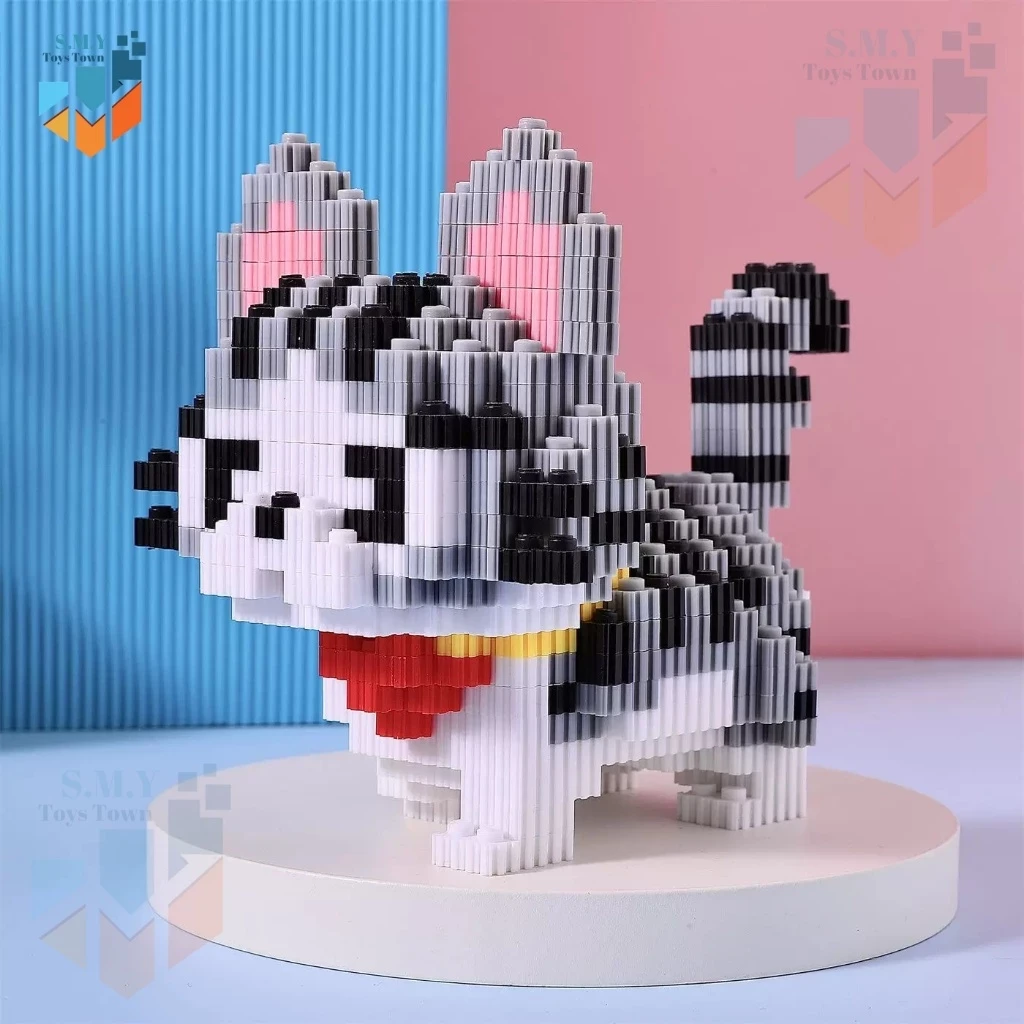 SMY Toystown Nano Blocks 1 Set Animal Paint Cutdly Cat 3D Model , Toy Block Stacking, DIY Construction Bricks