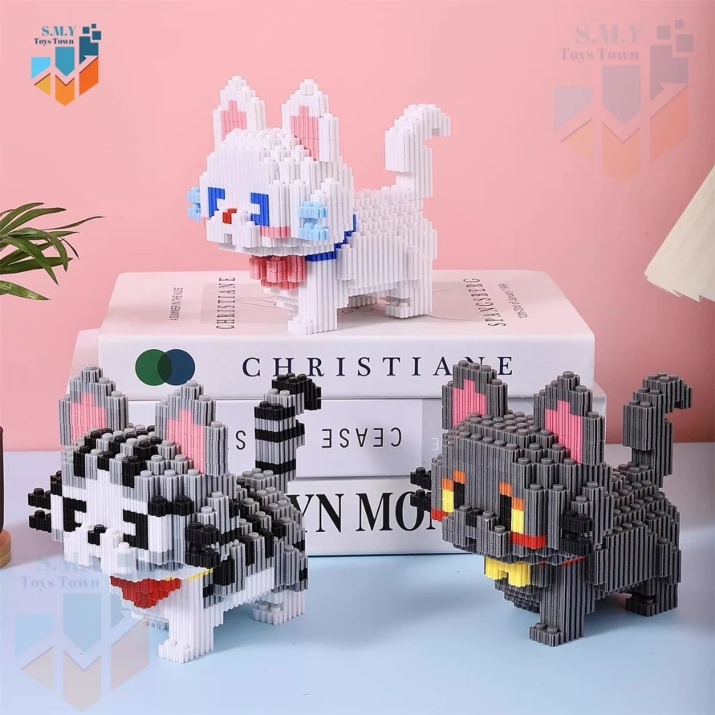 SMY Toystown Nano Blocks 1 Set Animal Paint Cutdly Cat 3D Model , Toy Block Stacking, DIY Construction Bricks