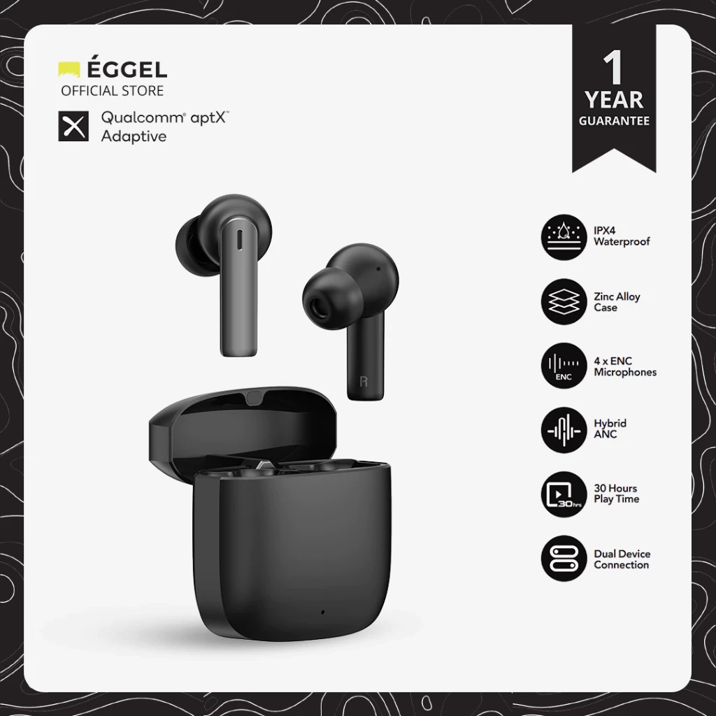 Eggel SteelBuds Pro AptX Adaptive Hybrid ANC ENC TWS Bluetooth Earphone with Dual Device Connection