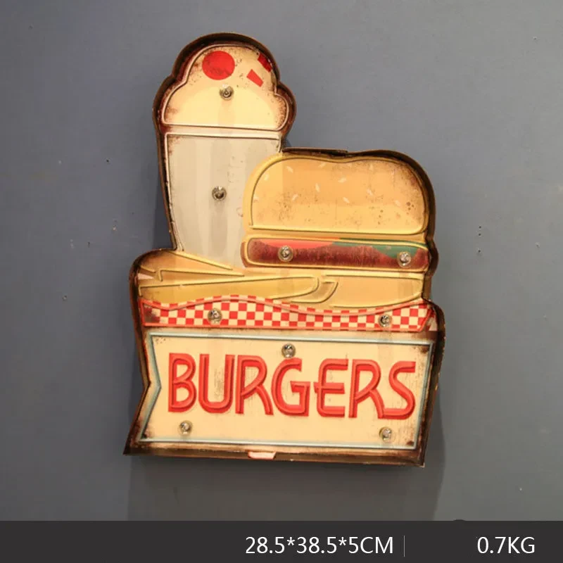 American Iron Ice Cream LED Lamp Wall Decoration Pendant