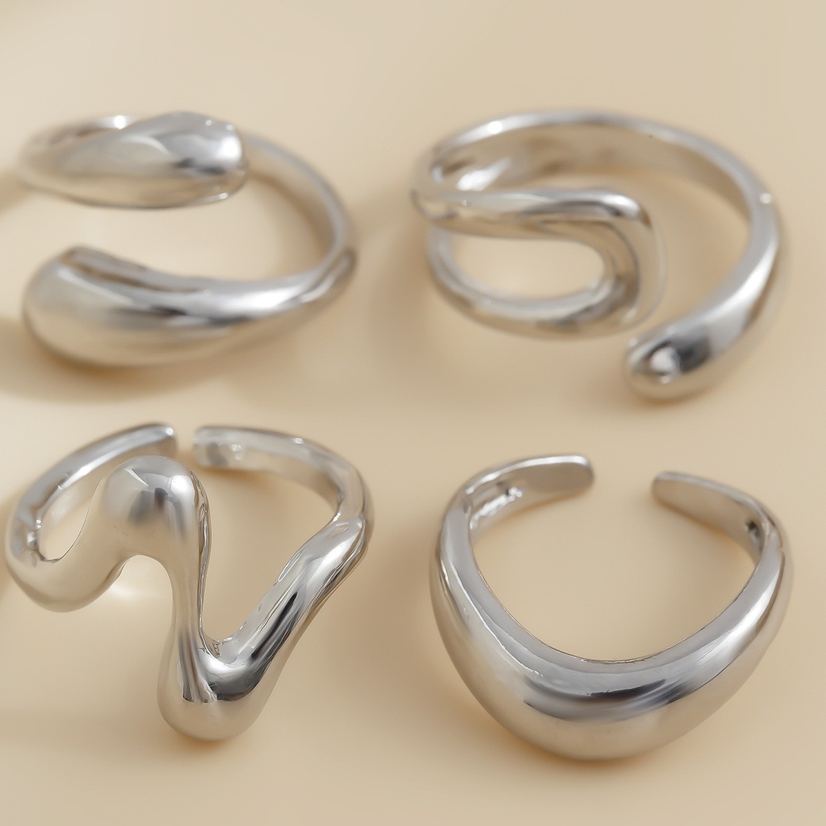 DIEZI One Set Irregular Geometric Rings