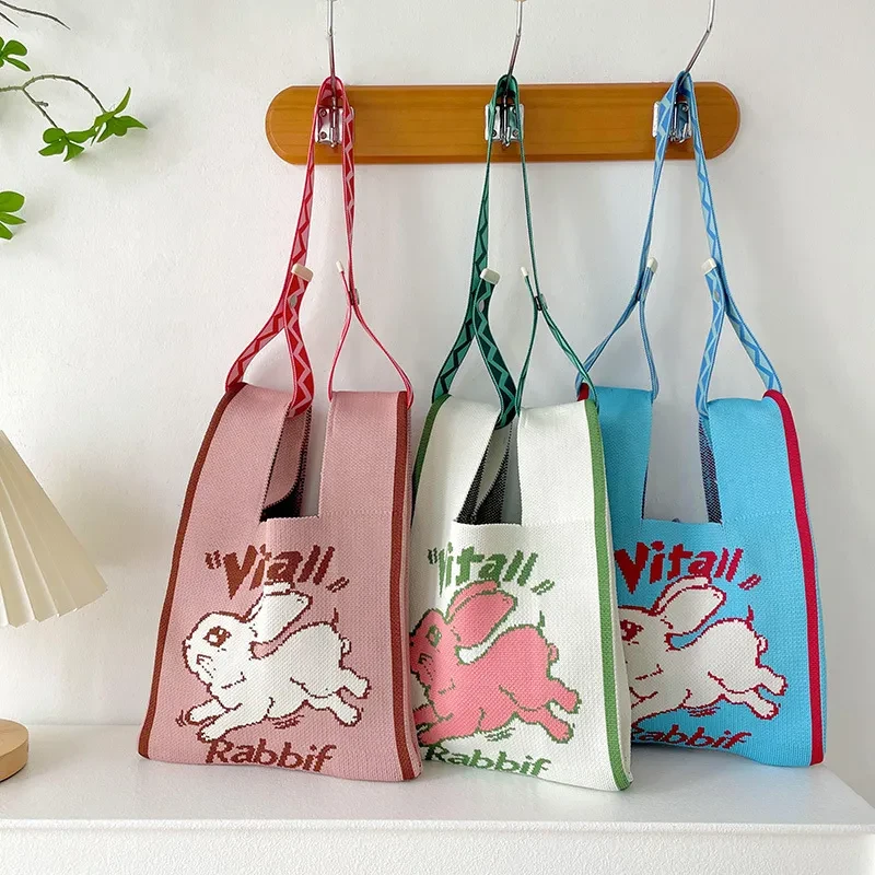 Moon Rabbit Knitted Shoulder Bag