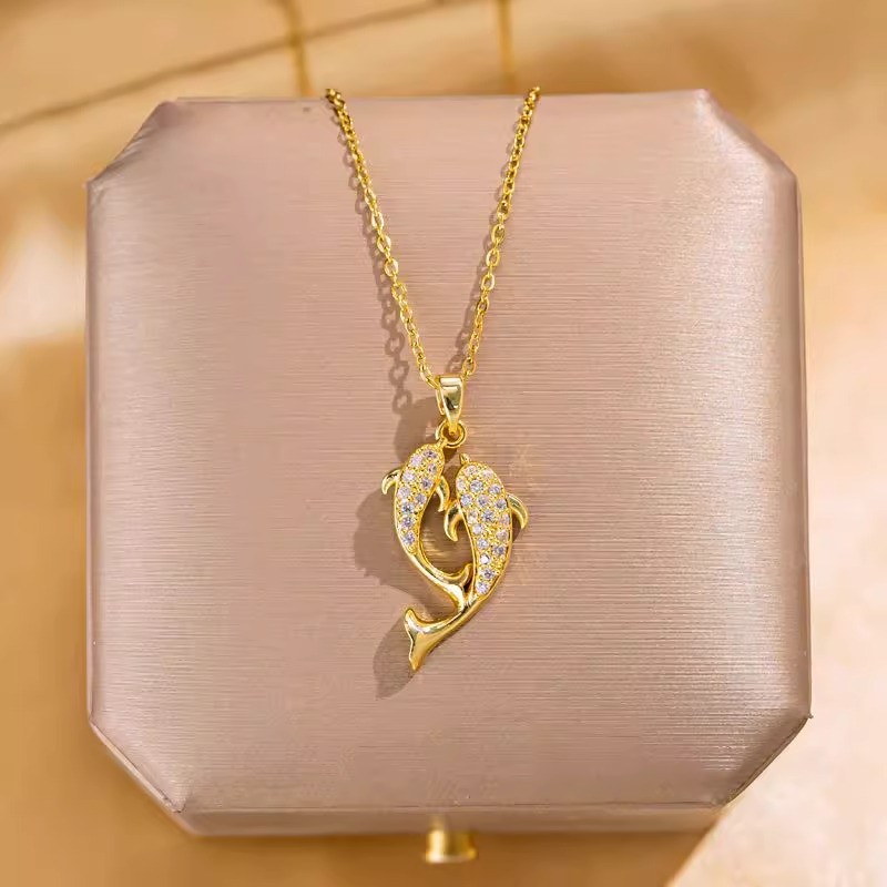 Exquisite Titanium Steel Dolphin Pendant Necklace