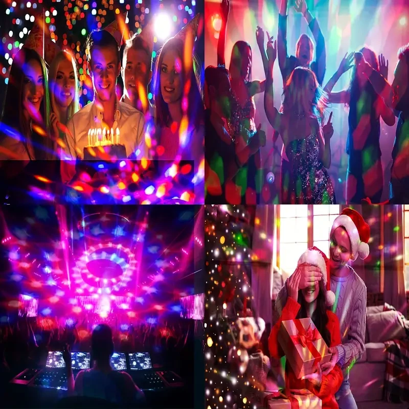 USB Powered Disco Ball Lamp Set, RGB LED Party Lights with Music Rhythm Control,