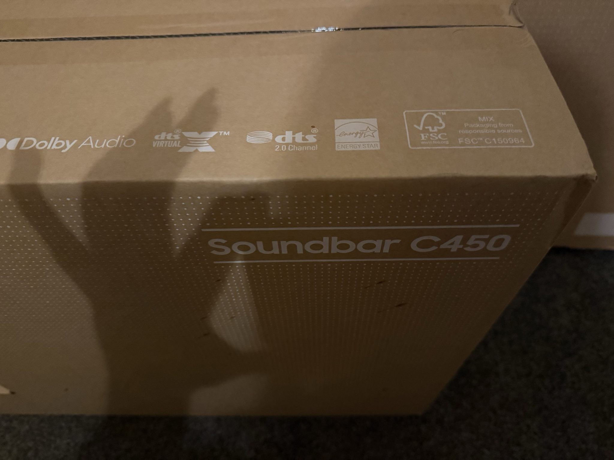 Boxed 55 samsung crystal UHD DU8500 and Soundbar C450