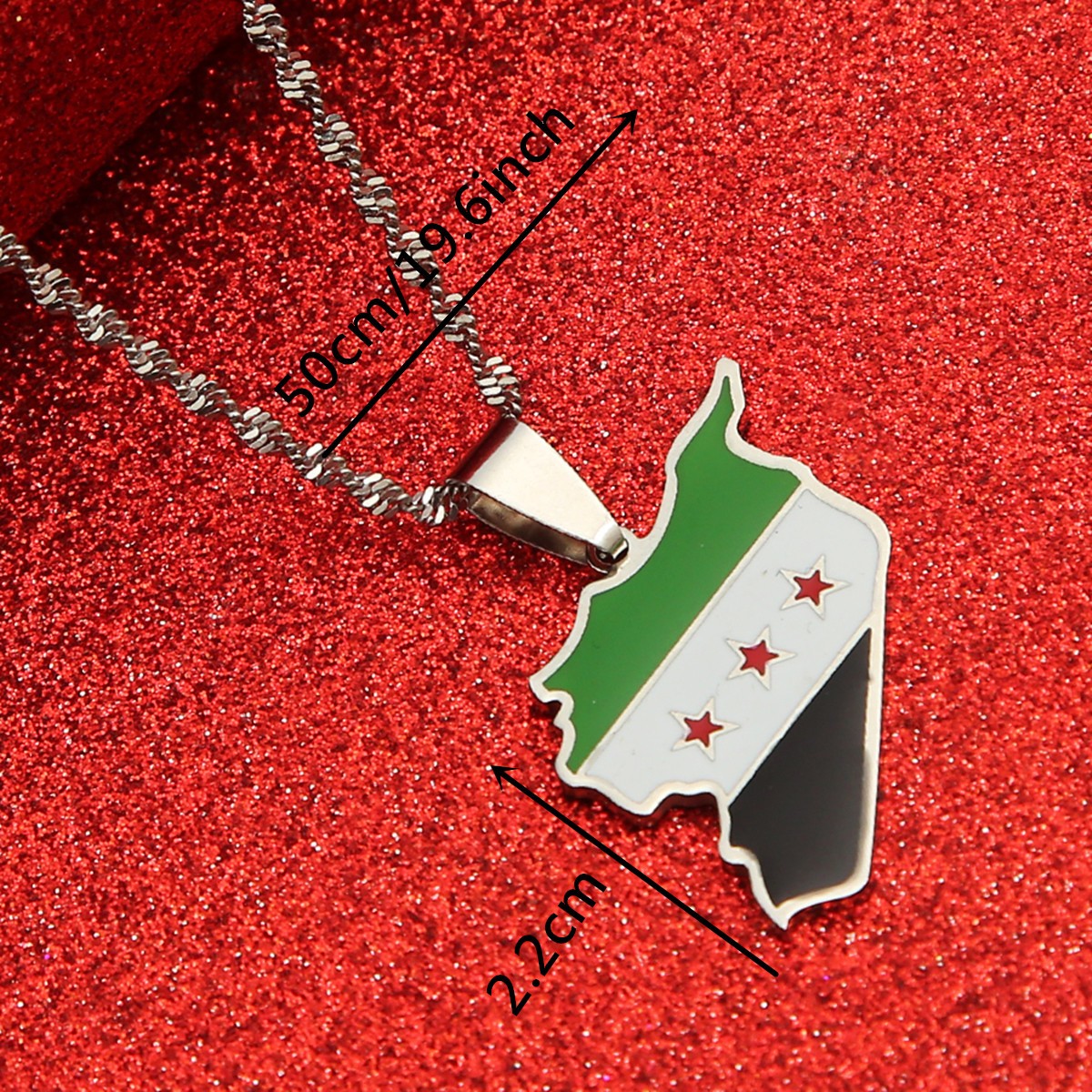 Syria Map Flag Pendant Necklace
