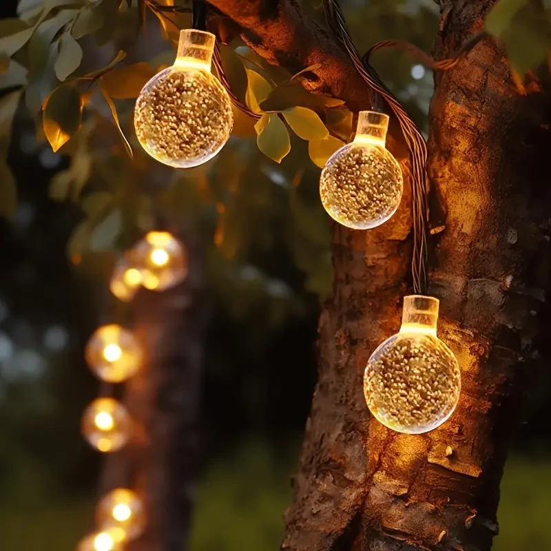 1pack 20/100/200 LED Crystal Globe Solar String Lights
