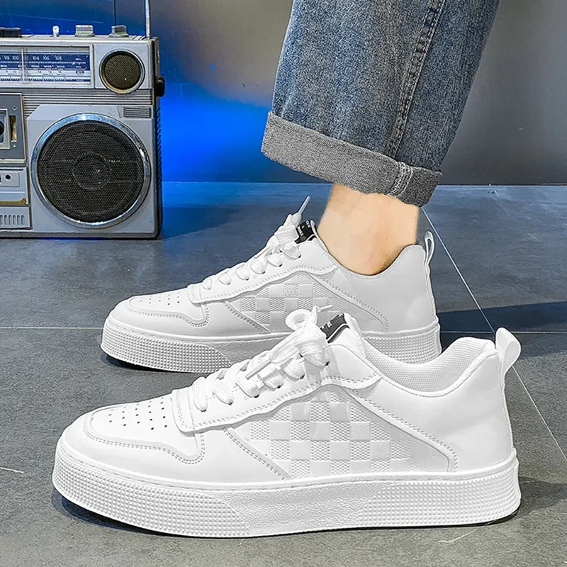 Men's Casual Plaid Lace-up Sneakers
