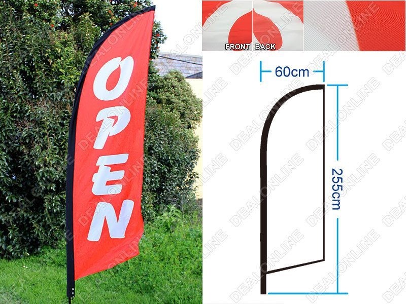 "OPEN" 3.4m Double Sided Feather Flag