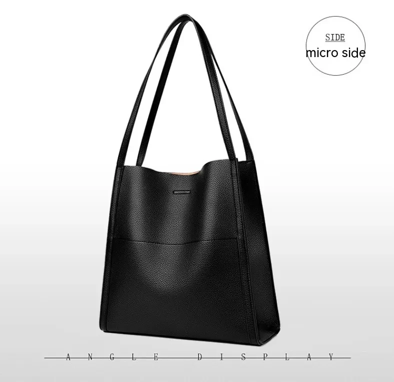 Sentong Qin Bucket First Layer Cowhide Tote Women's Large Capacity Shoulder Bag