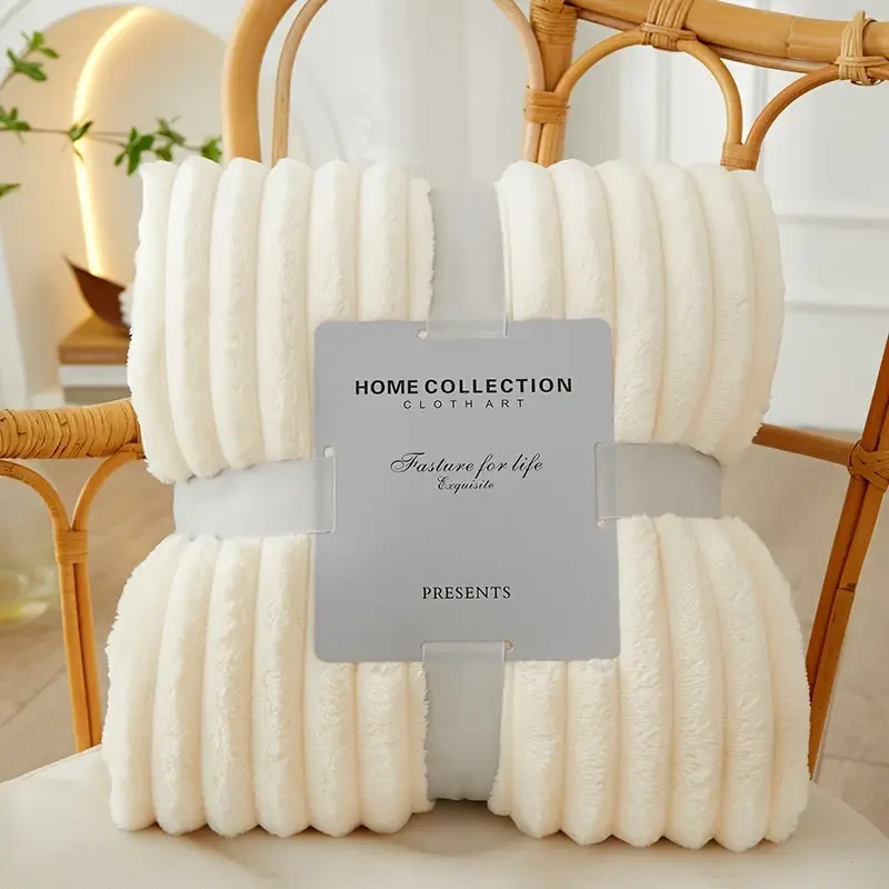 Luxury Solid Color Wide Ribbed Throw Blanket