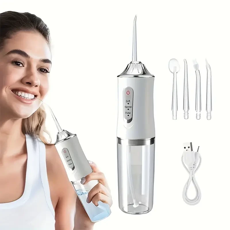 Portable Water Flosser with 4 Jet Tips