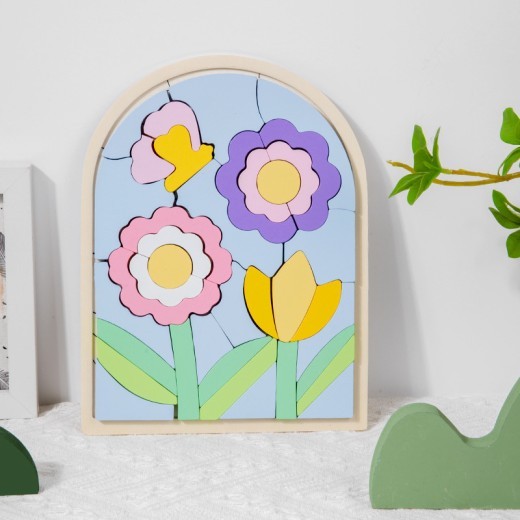 Wooden Children's Cartoon Three-dimensional Rainbow Puzzle