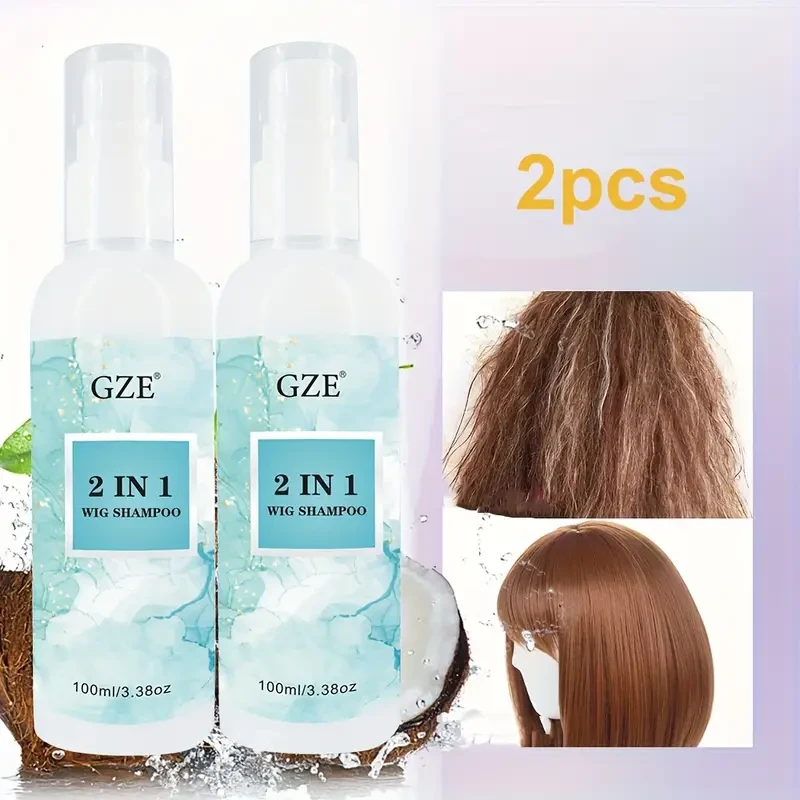2-Pack 100ml Synthetic 2 IN 1 Wig Shampoo
