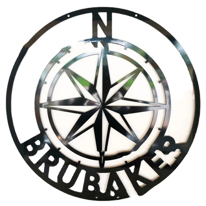 Compass Rose Solid Color Metal Wall Art