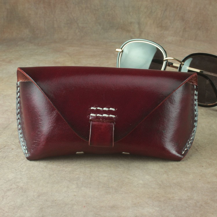 Craftsmanship Handmade Retro Sunglasses Case First Layer Cowhide Glasses Belt Bag
