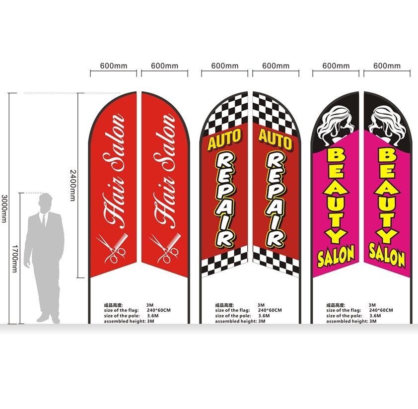 3.4M PREPRINT DOUBLE SIDED FLAG BUSINESS FEATHER BANNER COMMERCIAL