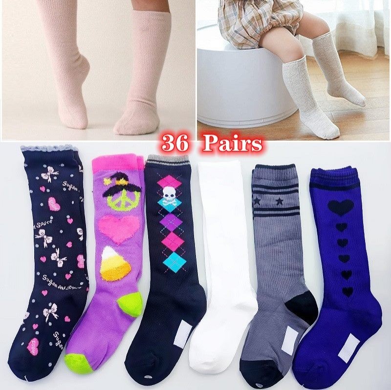 36 pairs Toddler Kids Knee High Socks