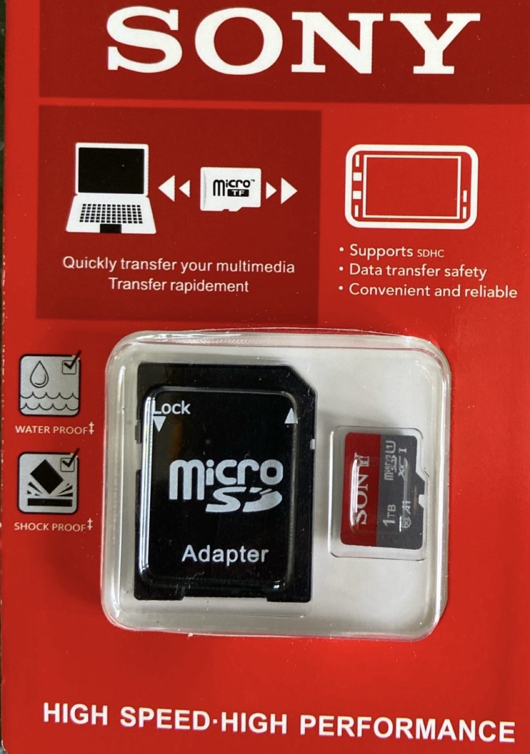 1TB Sony micro sd card with adaptor