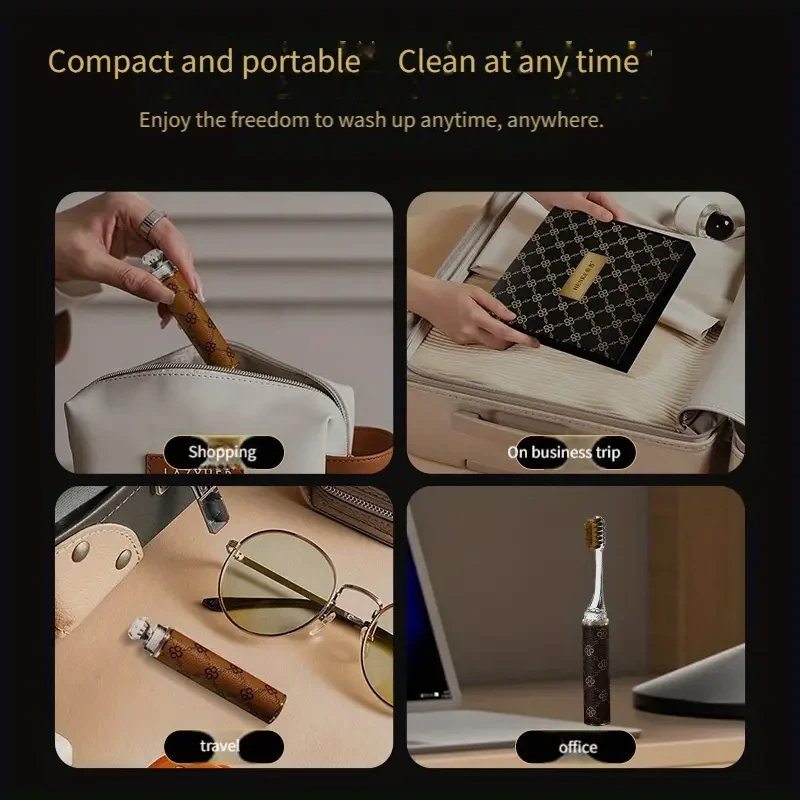 4-Pack of Luxury Toothbrushes with Textured Leather