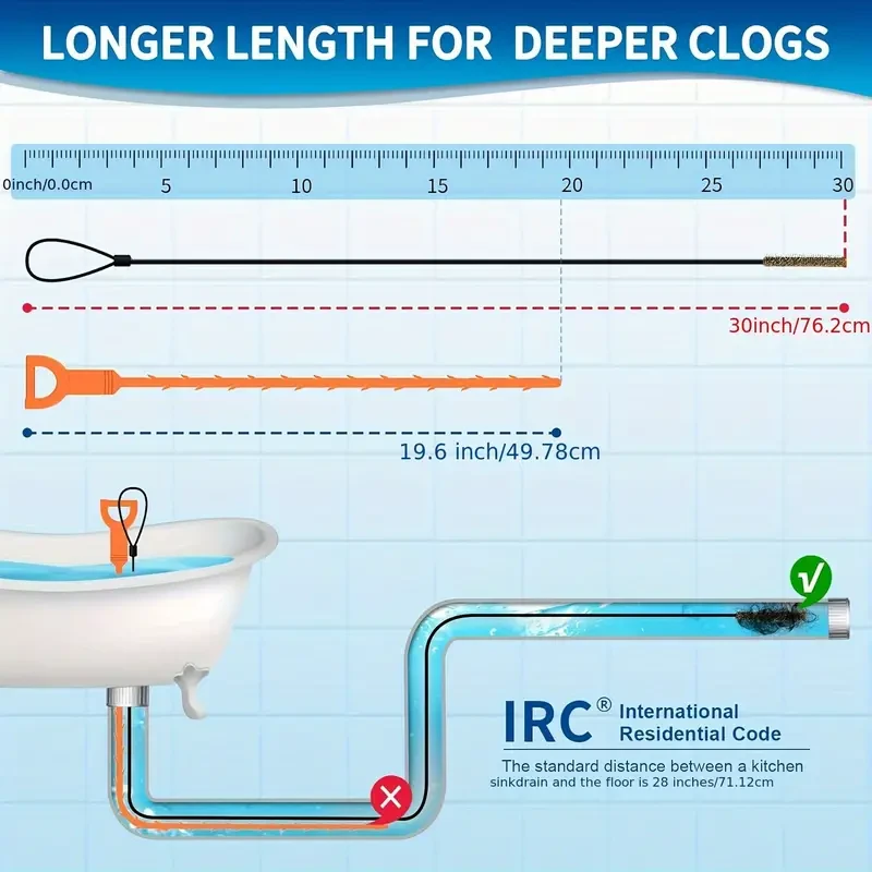 3pcs Extra Long Stainless Steel Drain Clog Remover Hook