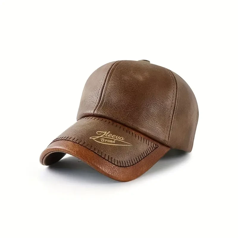Men'S Fashion Faux Leather Baseball Cap