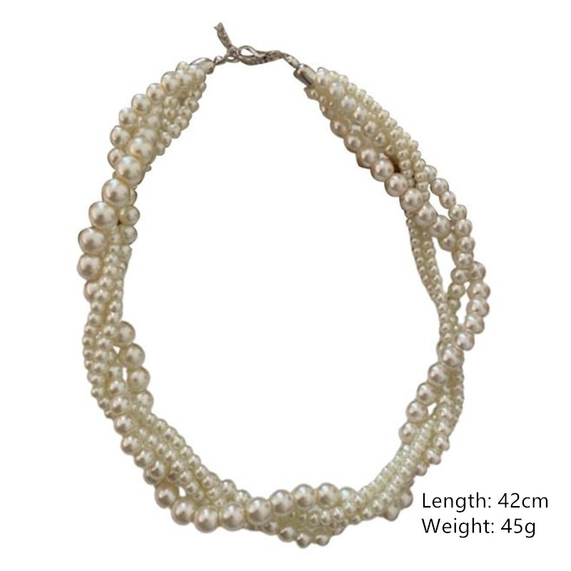 FYUAN Korean Style Twining Pearl Choker Necklace