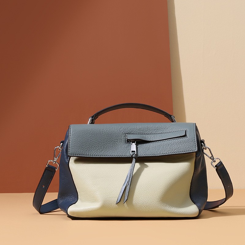 Cowhide Portable Messenger Handbag