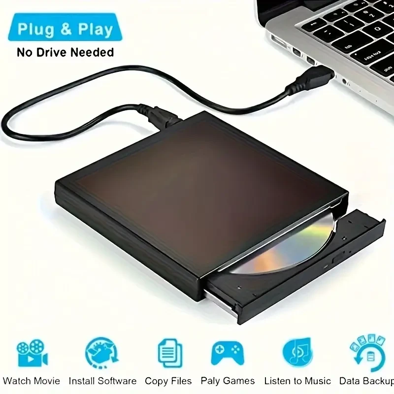 External CD DVD Drive, USB 2.0 Slim Portable External