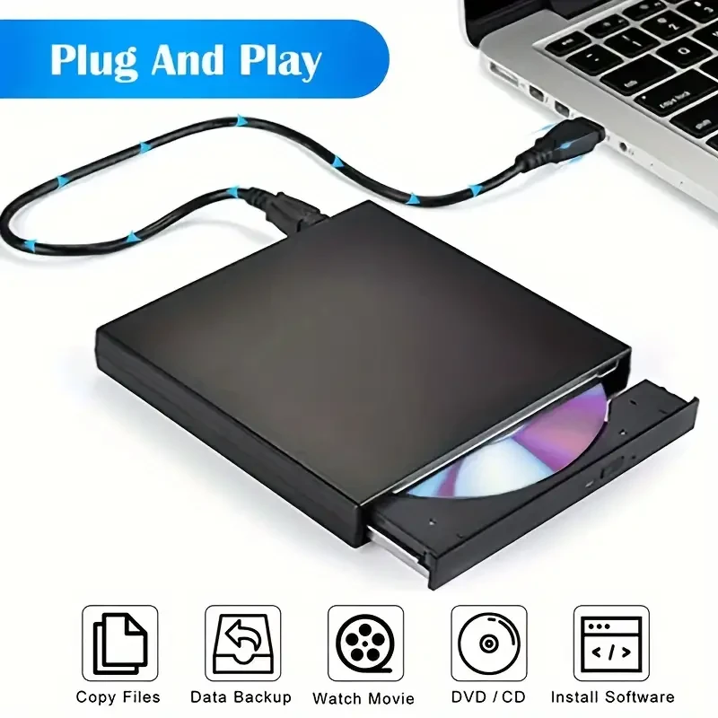 External CD DVD Drive, USB 2.0 Slim Portable External