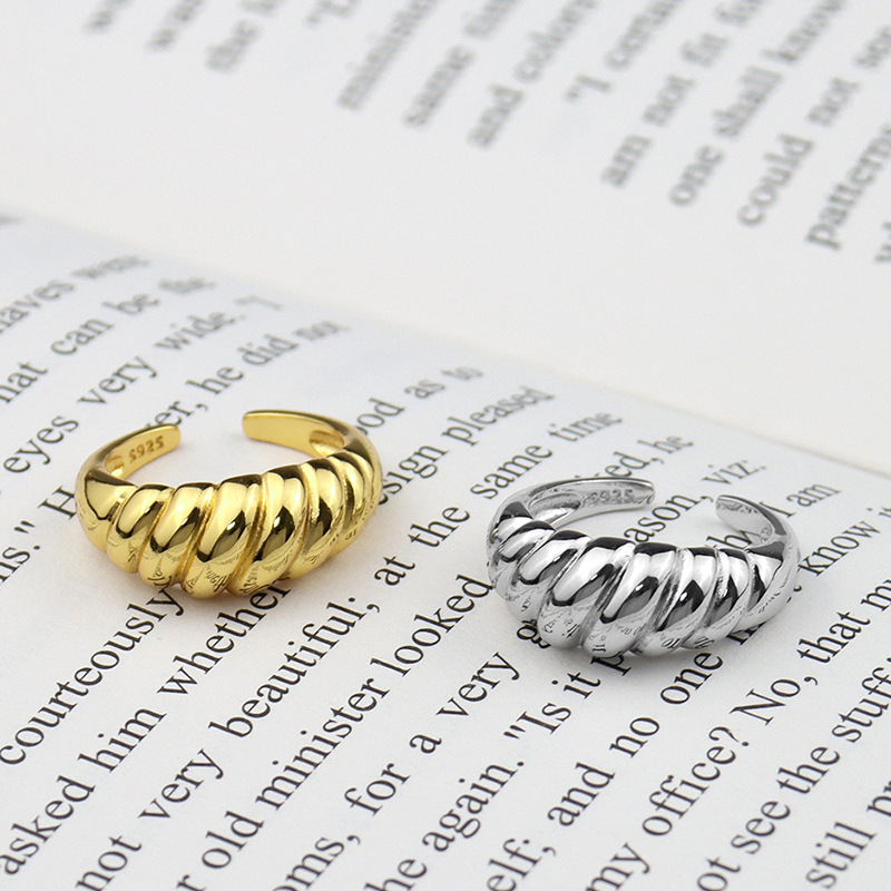 Twill French Croissant Ring Simple Open Ring Index Finger Ring