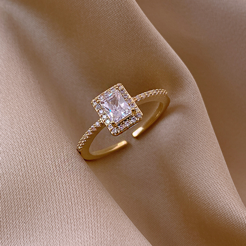 Small Square Ring Square Ring Opening Adjustable Index Finger Ring