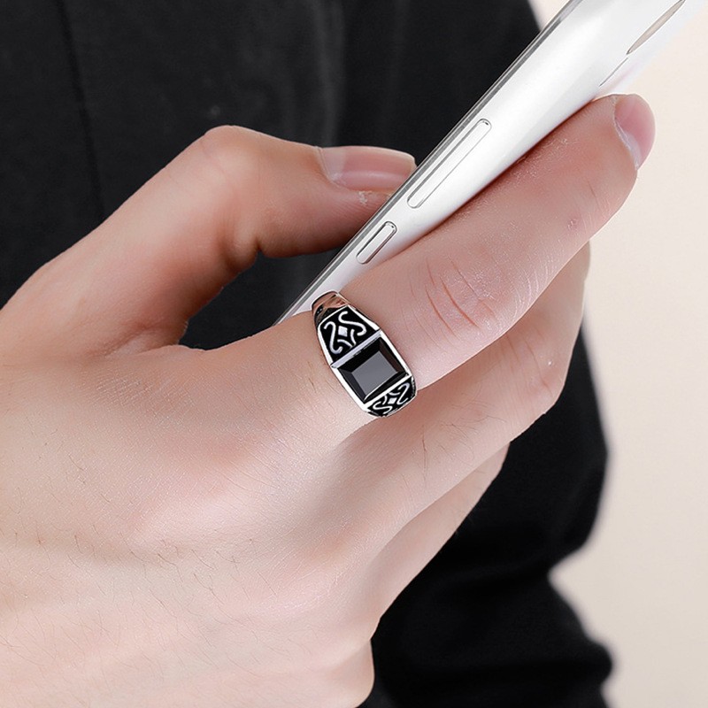 Men's Trendy Obsidian Domineering Ring Ring