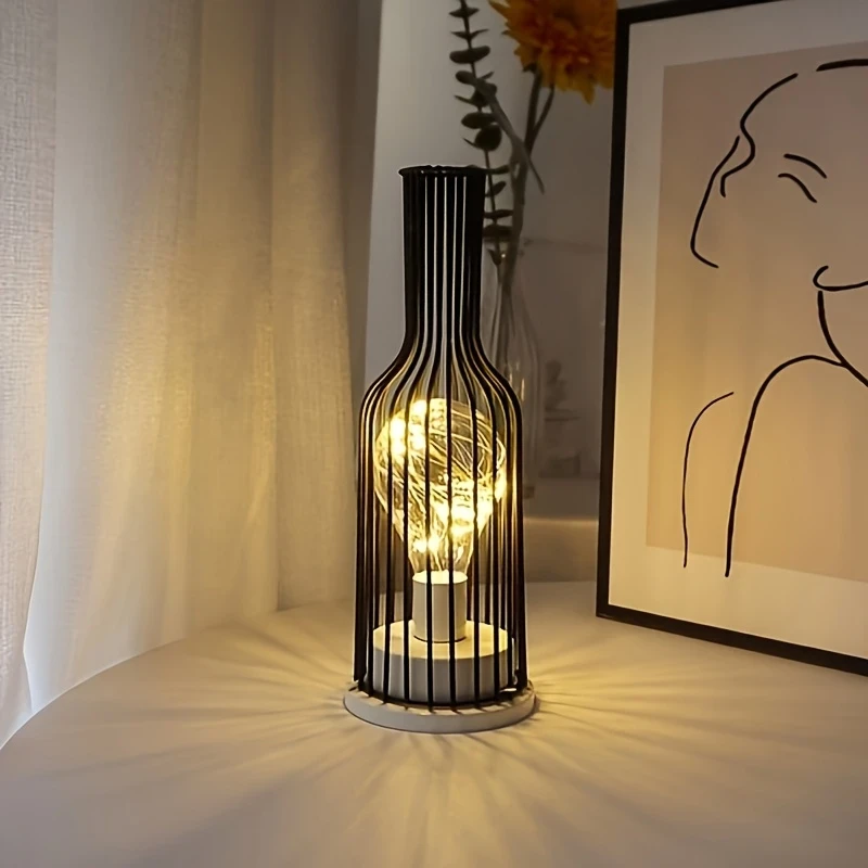 1pc 20L Bottle/Glass Creative Night Lamp Powered by Three AA Batteries Decorative Lights for Bedroom and Living Room