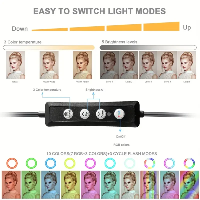 ZOMEI 10-Inch Adjustable Color Ring Light