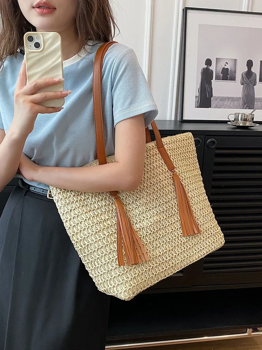 Large Capacity Handmade Storage Cotton And Linen Shoulder Bag