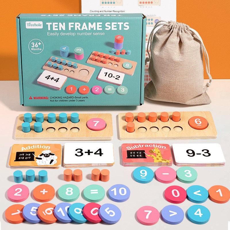 Kindergarten Ten-grid Teaching Aids Addition And Subtraction Count Ten Counter Children's Math Educational Toys