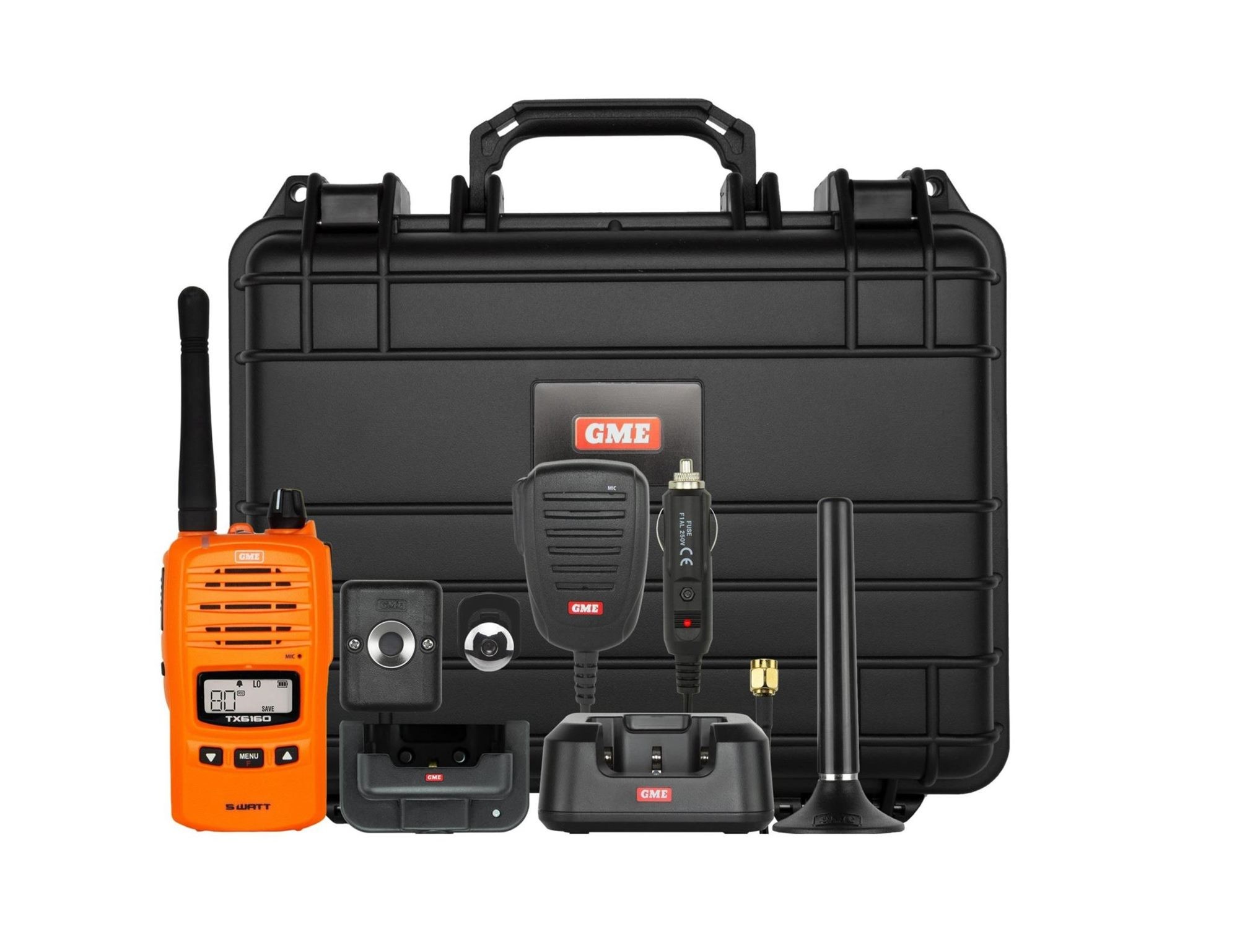 GME TX6160 Car Kit Pack BLAZE ORANGE Waterproof 5W with Mag Antenna