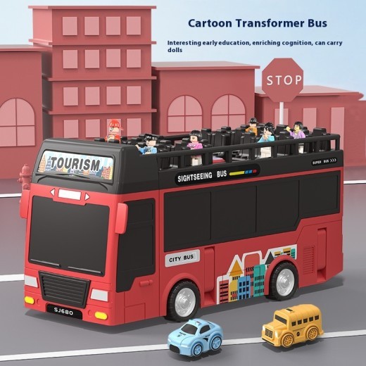 Cartoon Deformation Double-deck Bus Multi-functional Children's Inertia Sliding