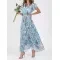 Flowers Print Short Sleeve Dress Summer Fashion Ruffle Beach Dresses Women's Clothing