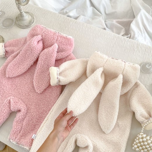 Personality Winter Baby Fleece-lined Jumpsuit