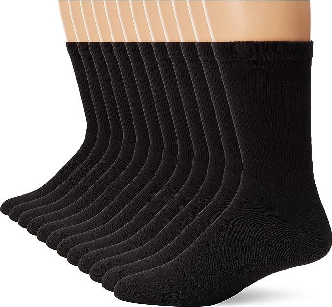 Black Women's Socks Crew Socks Size 9-12 (12 Pairs)