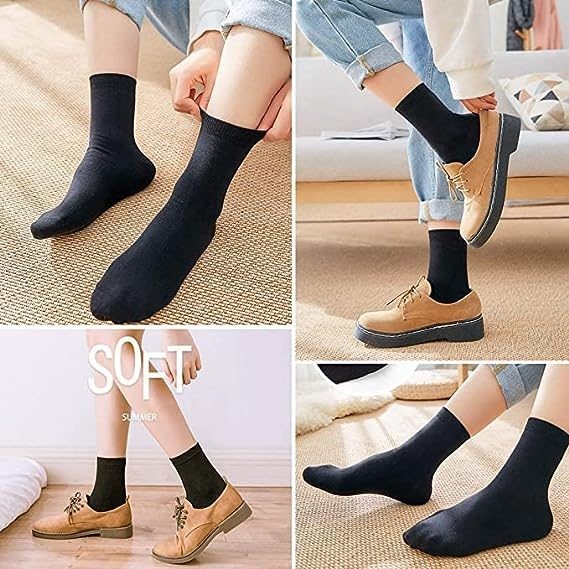Black Women's Socks Crew Socks Size 9-12 (12 Pairs)