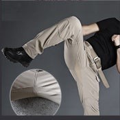 Men's Tactical Pants Water Resistant Flex Ripstop Cargo Lightweight Hiking-BLACK